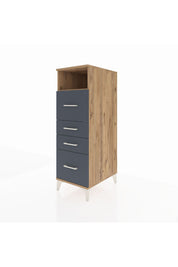 Kronos Dolap Tek Raflı 4 Çekmeceli 44x59x134 Çam-Antrasit