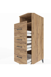 Kronos Dolap Tek Raflı 4 Çekmeceli 44x59x134 Çam-Çam