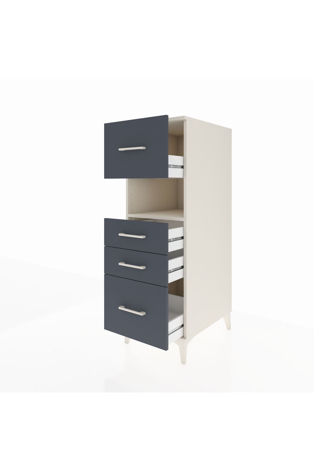 Kronos Dolap Tek Raflı 4 Çekmeceli 44x59x134 Aytaşı-Antrasit