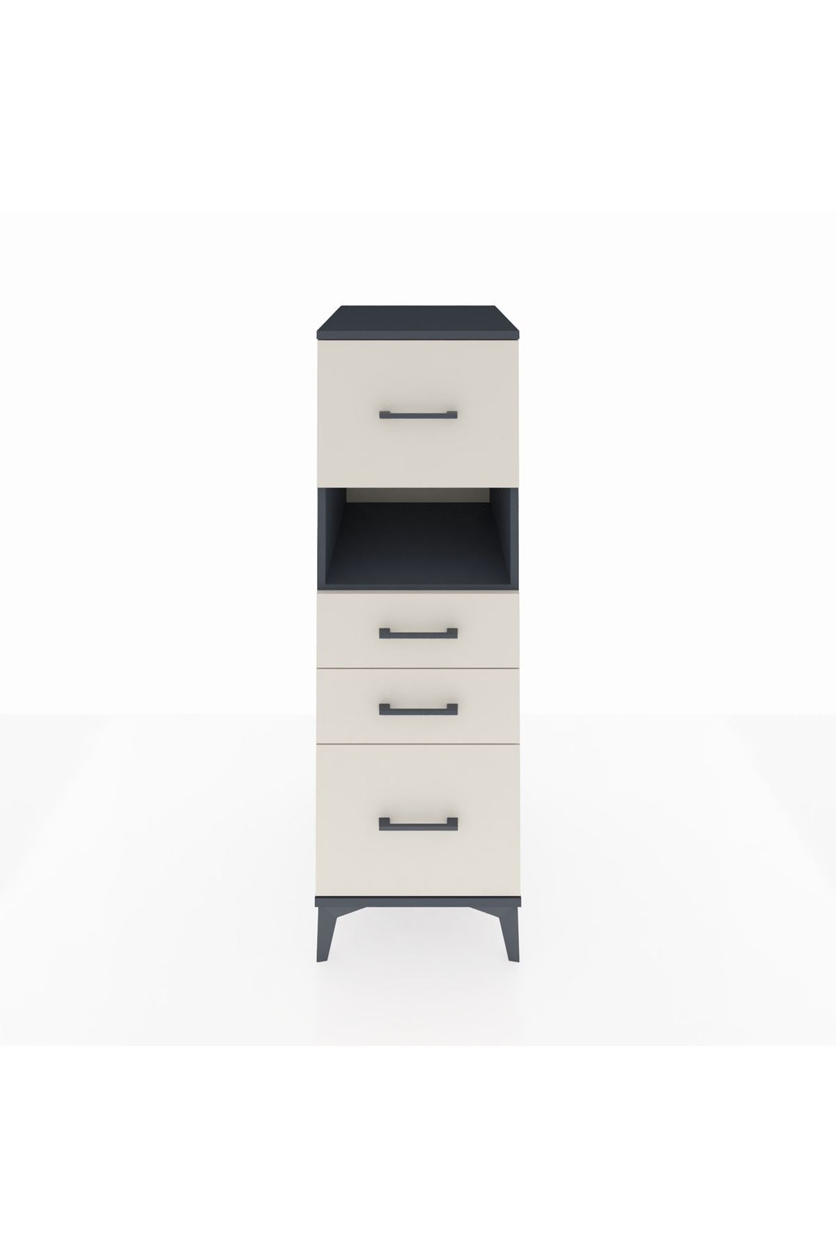 Kronos Dolap Tek Raflı 4 Çekmeceli 44x59x134 Antrasit-Aytaşı