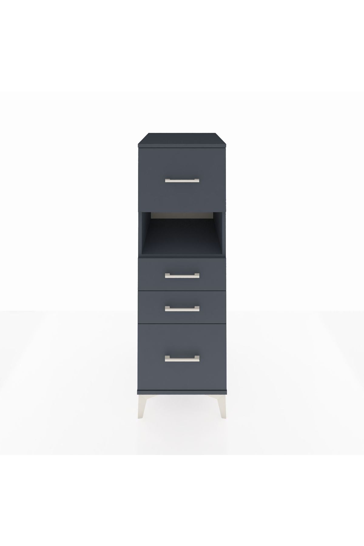 Kronos Dolap Tek Raflı 4 Çekmeceli 44x59x134 Antrasit-Antrasit