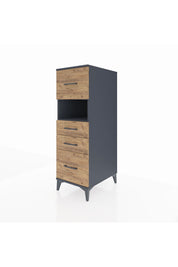Kronos Dolap Tek Raflı 4 Çekmeceli 44x59x134 Antrasit-Çam