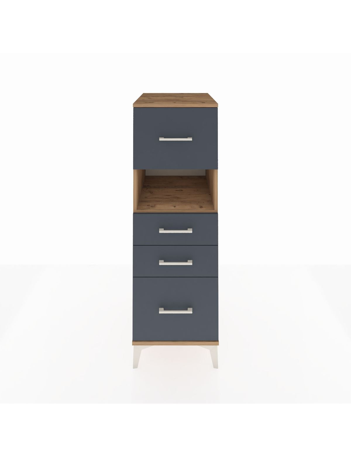 Kronos Dolap Tek Raflı 4 Çekmeceli 44x59x134 Çam-Antrasit