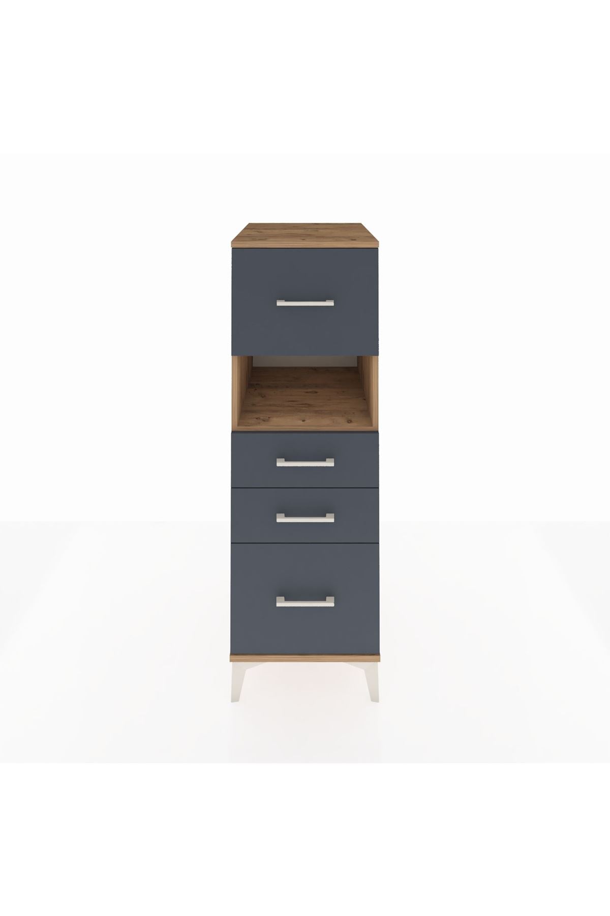 Kronos Dolap Tek Raflı 4 Çekmeceli 44x59x134 Çam-Antrasit