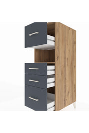 Kronos Dolap Tek Raflı 4 Çekmeceli 44x59x134 Çam-Antrasit