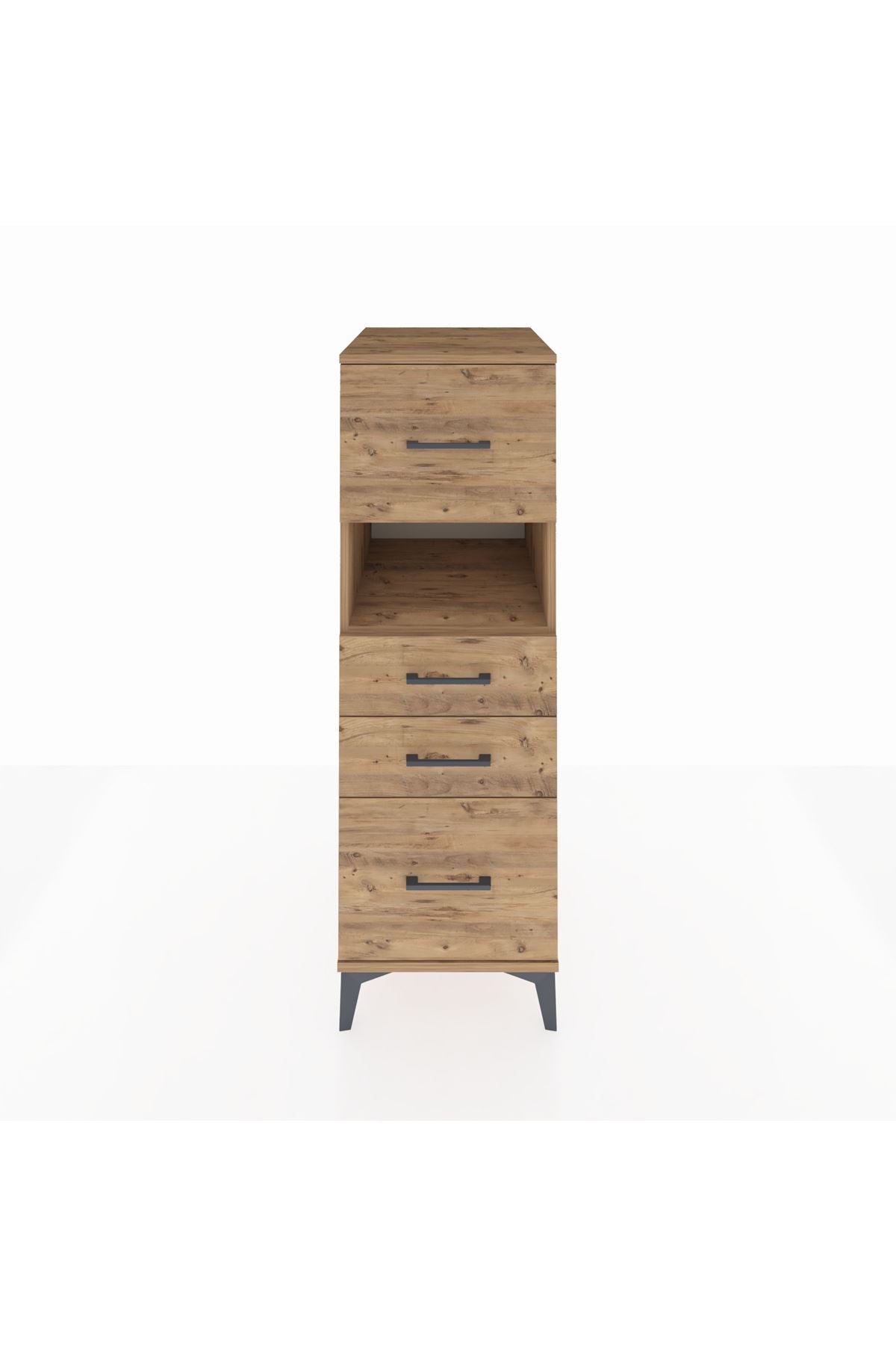 Kronos Dolap Tek Raflı 4 Çekmeceli 44x59x134 Çam-Çam