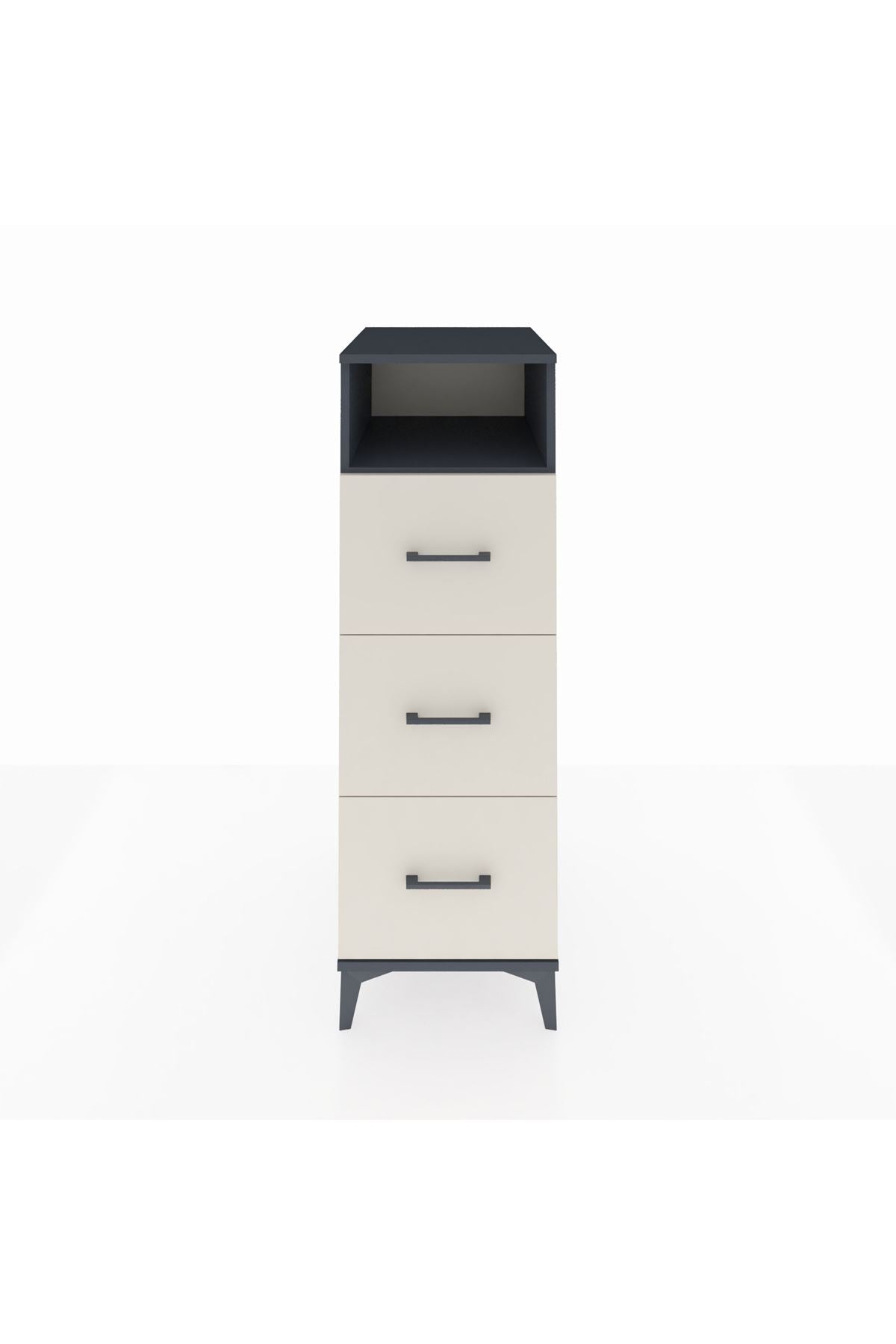 Kronos Dolap Tek Raflı 3 Çekmeceli 44x59x134 Antrasit-Aytaşı