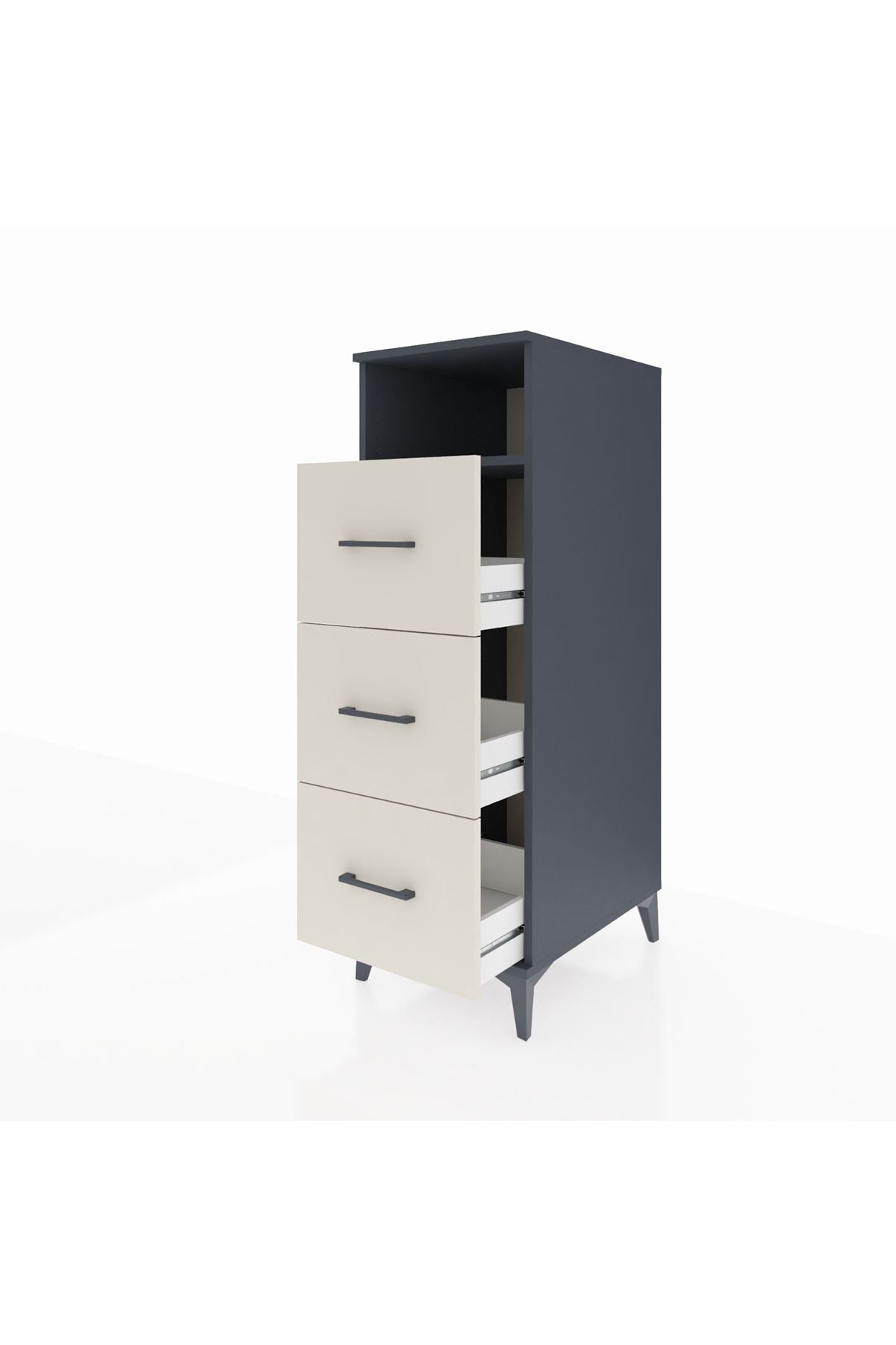 Kronos Dolap Tek Raflı 3 Çekmeceli 44x59x134 Antrasit-Aytaşı