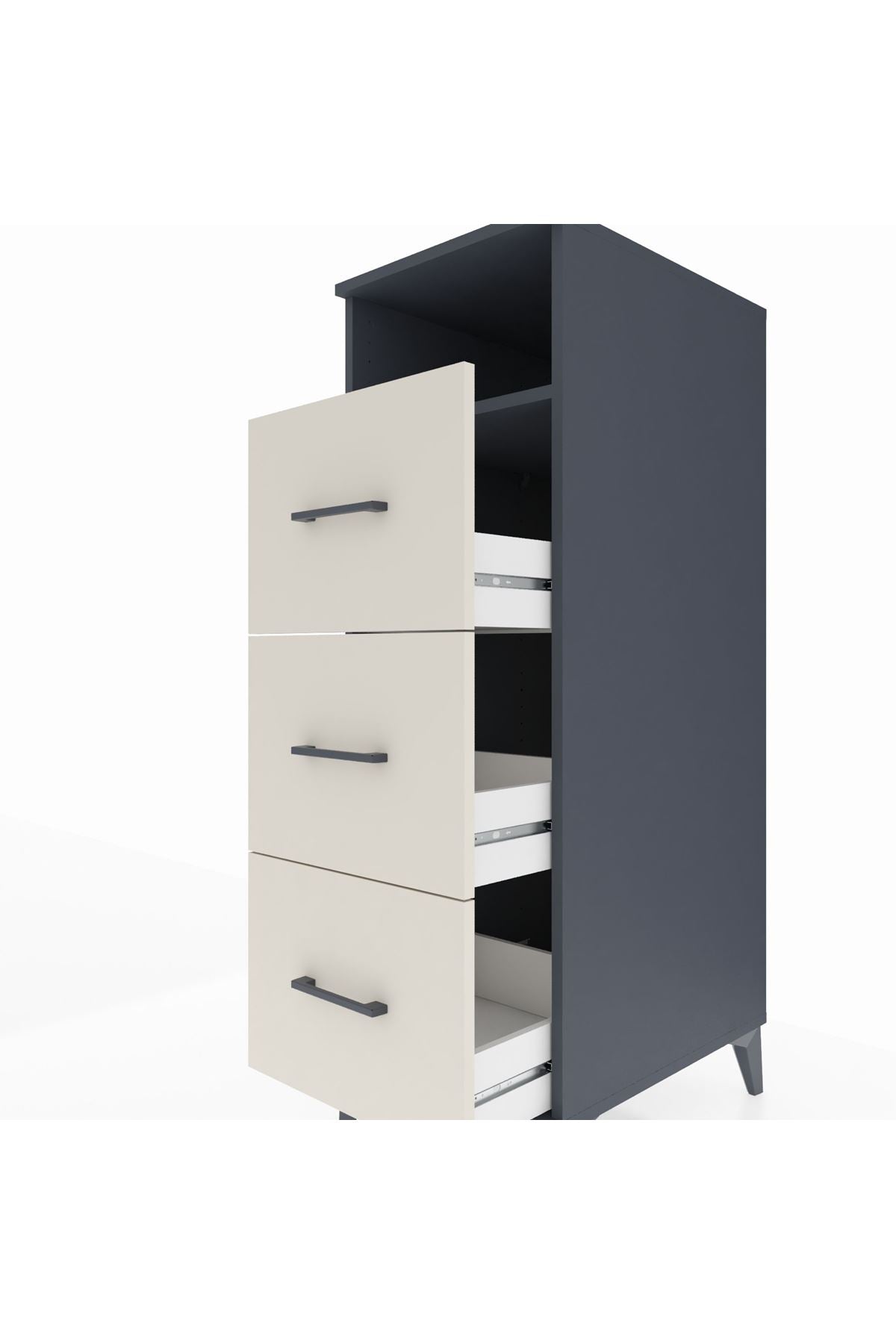 Kronos Dolap Tek Raflı 3 Çekmeceli 44x59x134 Antrasit-Aytaşı