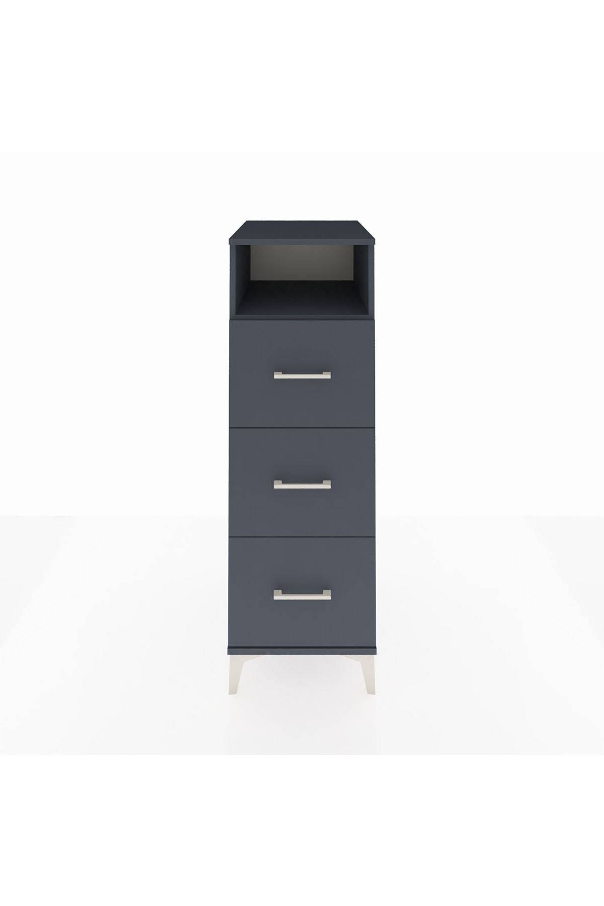 Kronos Dolap Tek Raflı 3 Çekmeceli 44x59x134 Antrasit-Antrasit