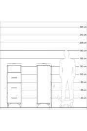 Kronos Dolap Tek Raflı 3 Çekmeceli 44x59x134 Antrasit-Çam