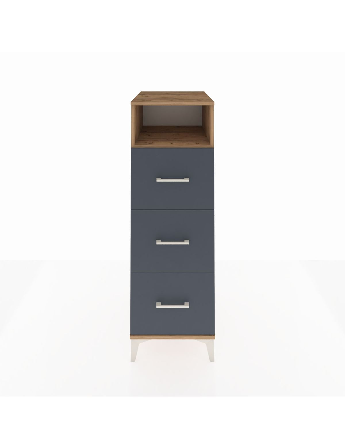 Kronos Dolap Tek Raflı 3 Çekmeceli 44x59x134 Çam-Antrasit