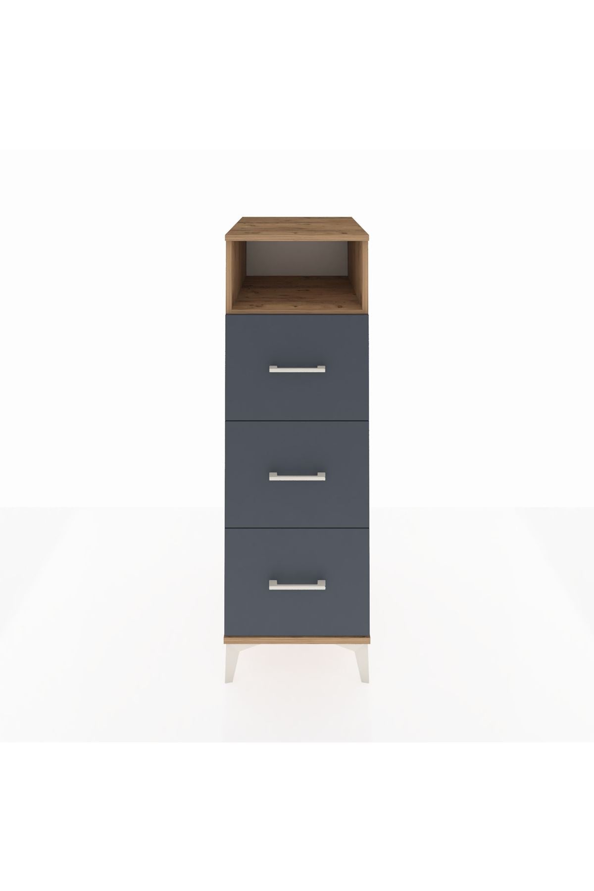 Kronos Dolap Tek Raflı 3 Çekmeceli 44x59x134 Çam-Antrasit