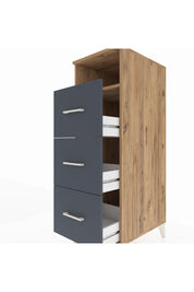 Kronos Dolap Tek Raflı 3 Çekmeceli 44x59x134 Çam-Antrasit