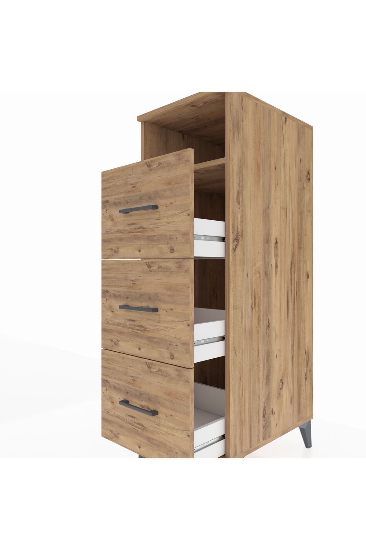 Kronos Dolap Tek Raflı 3 Çekmeceli 44x59x134 Çam-Çam