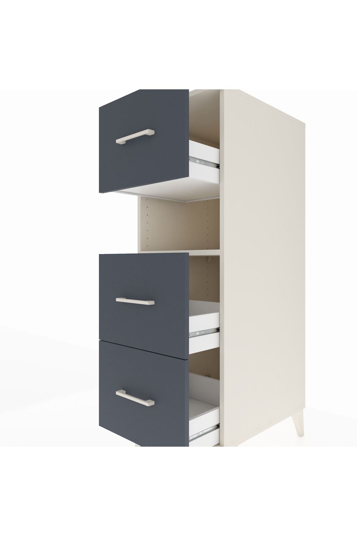 Kronos Dolap Tek Raflı 3 Çekmeceli 44x59x134 Aytaşı-Antrasit