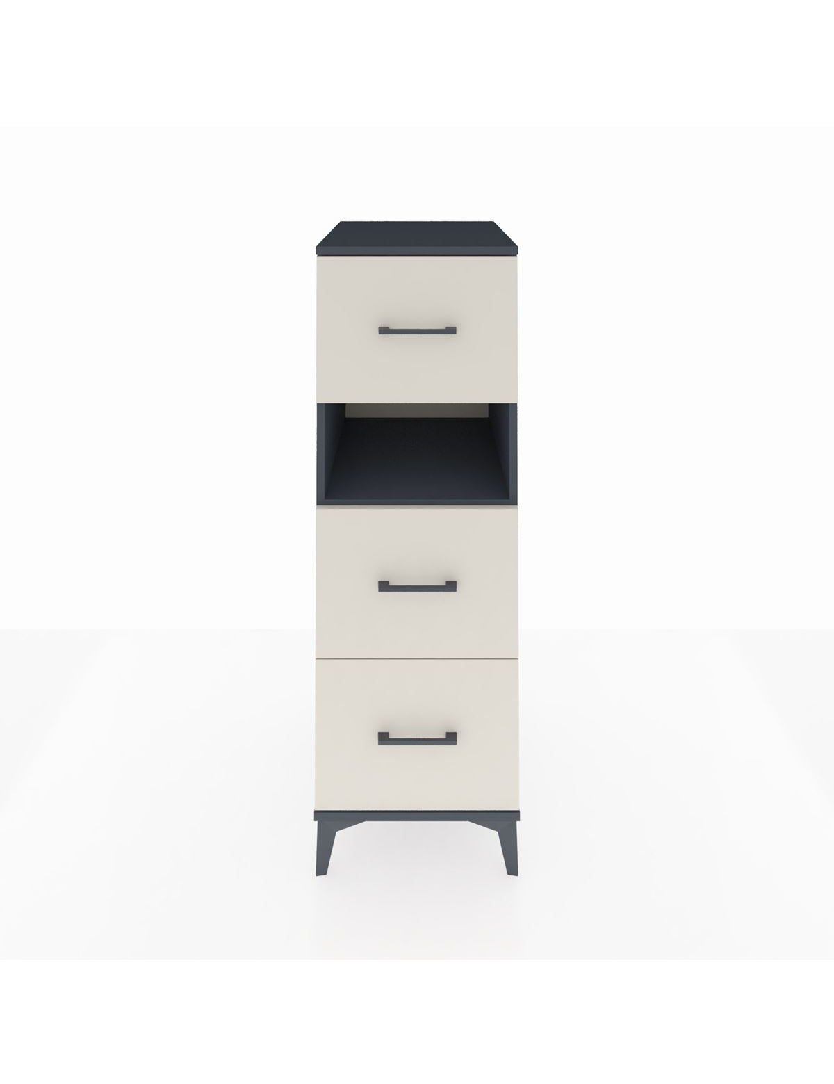 Kronos Dolap Tek Raflı 3 Çekmeceli 44x59x134 Antrasit-Aytaşı