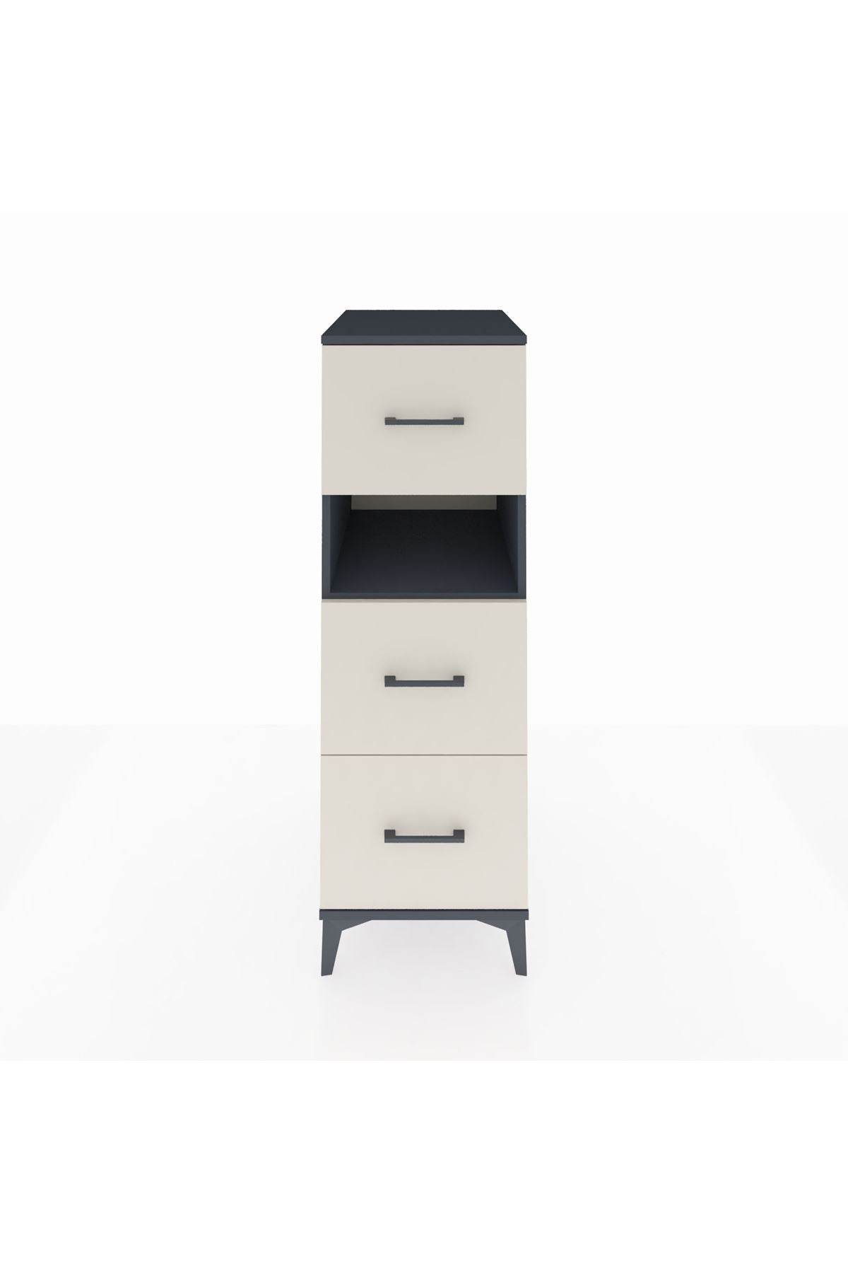 Kronos Dolap Tek Raflı 3 Çekmeceli 44x59x134 Antrasit-Aytaşı