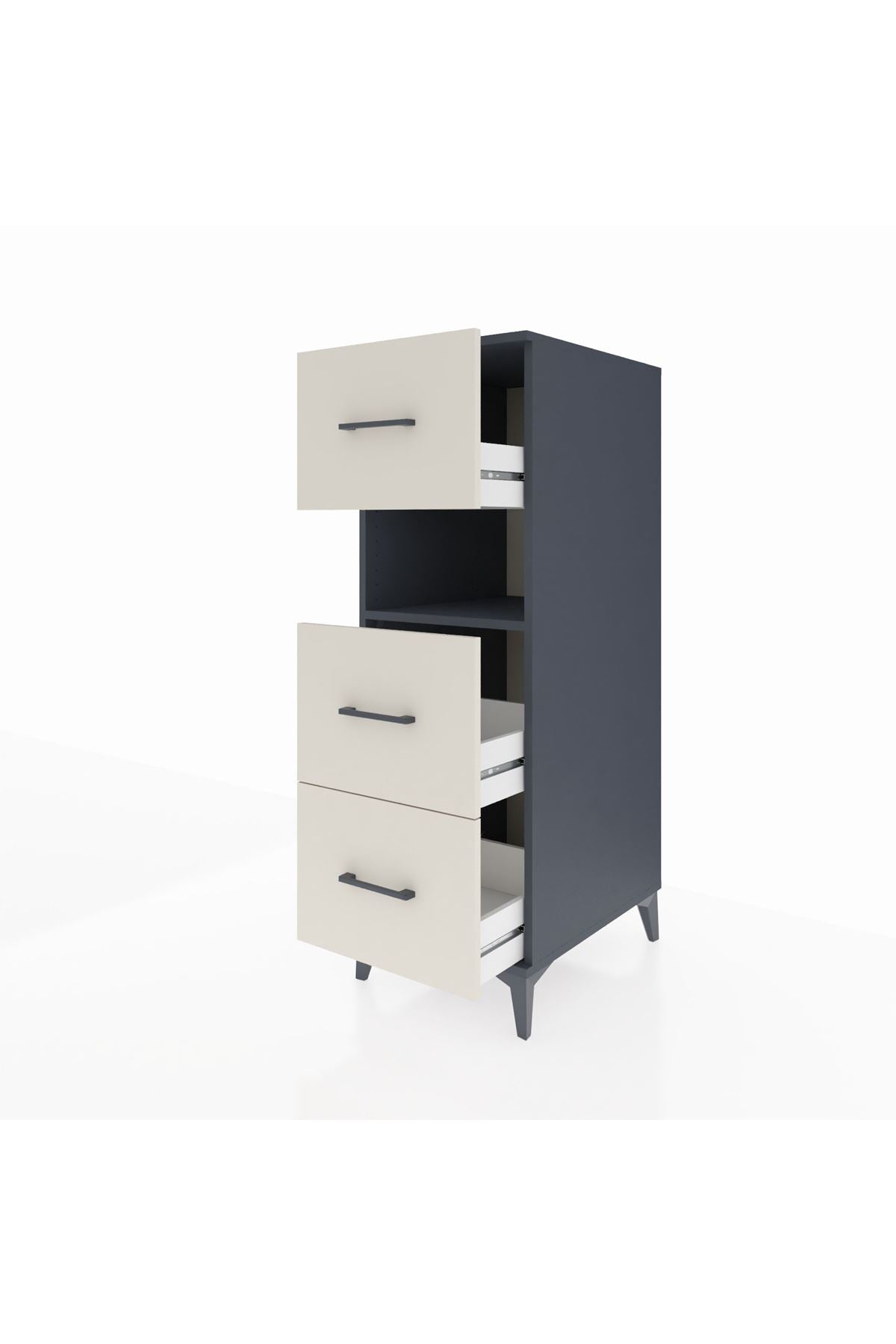 Kronos Dolap Tek Raflı 3 Çekmeceli 44x59x134 Antrasit-Aytaşı