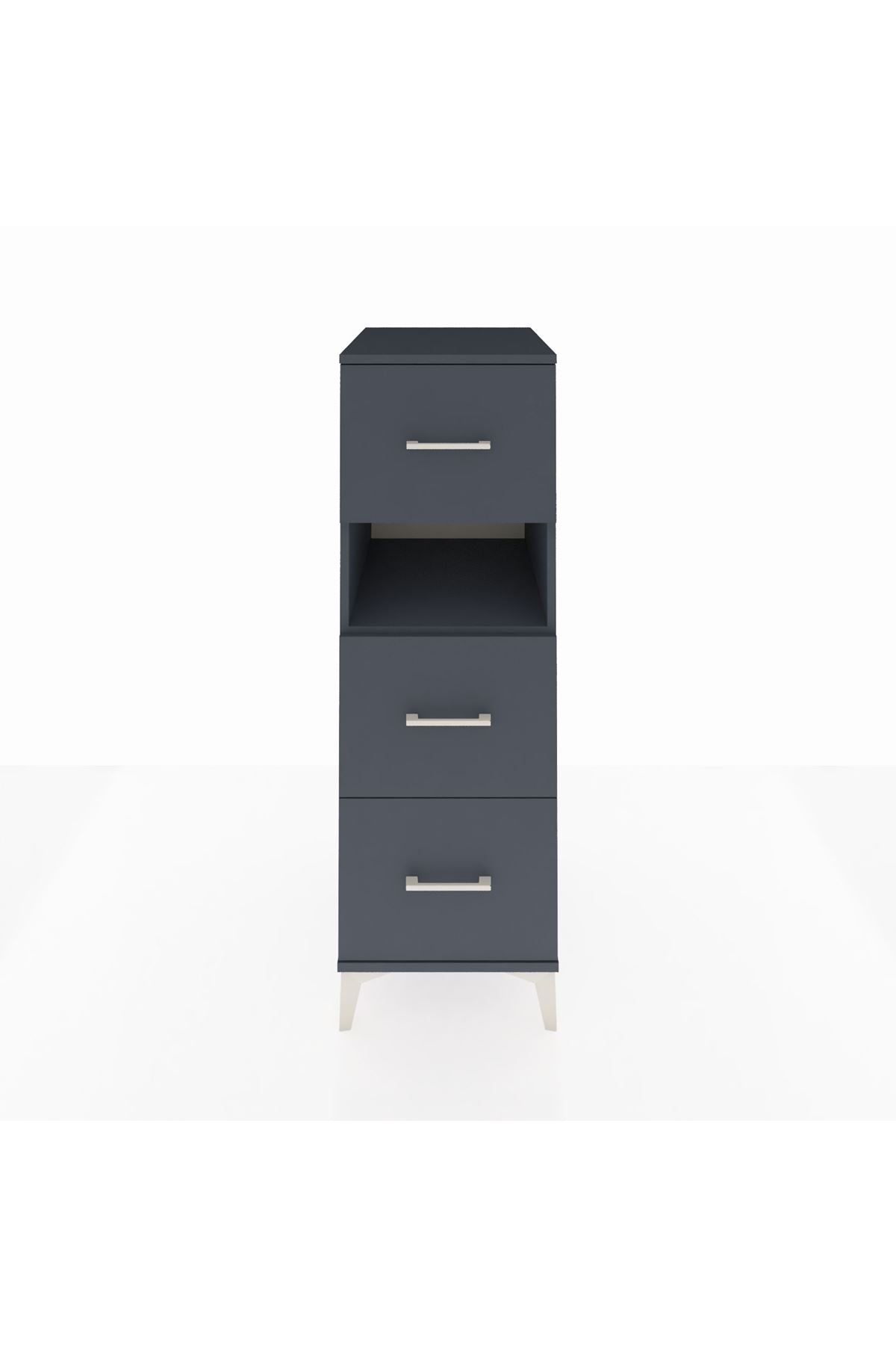 Kronos Dolap Tek Raflı 3 Çekmeceli 44x59x134 Antrasit-Antrasit