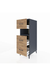 Kronos Dolap Tek Raflı 3 Çekmeceli 44x59x134 Antrasit-Çam