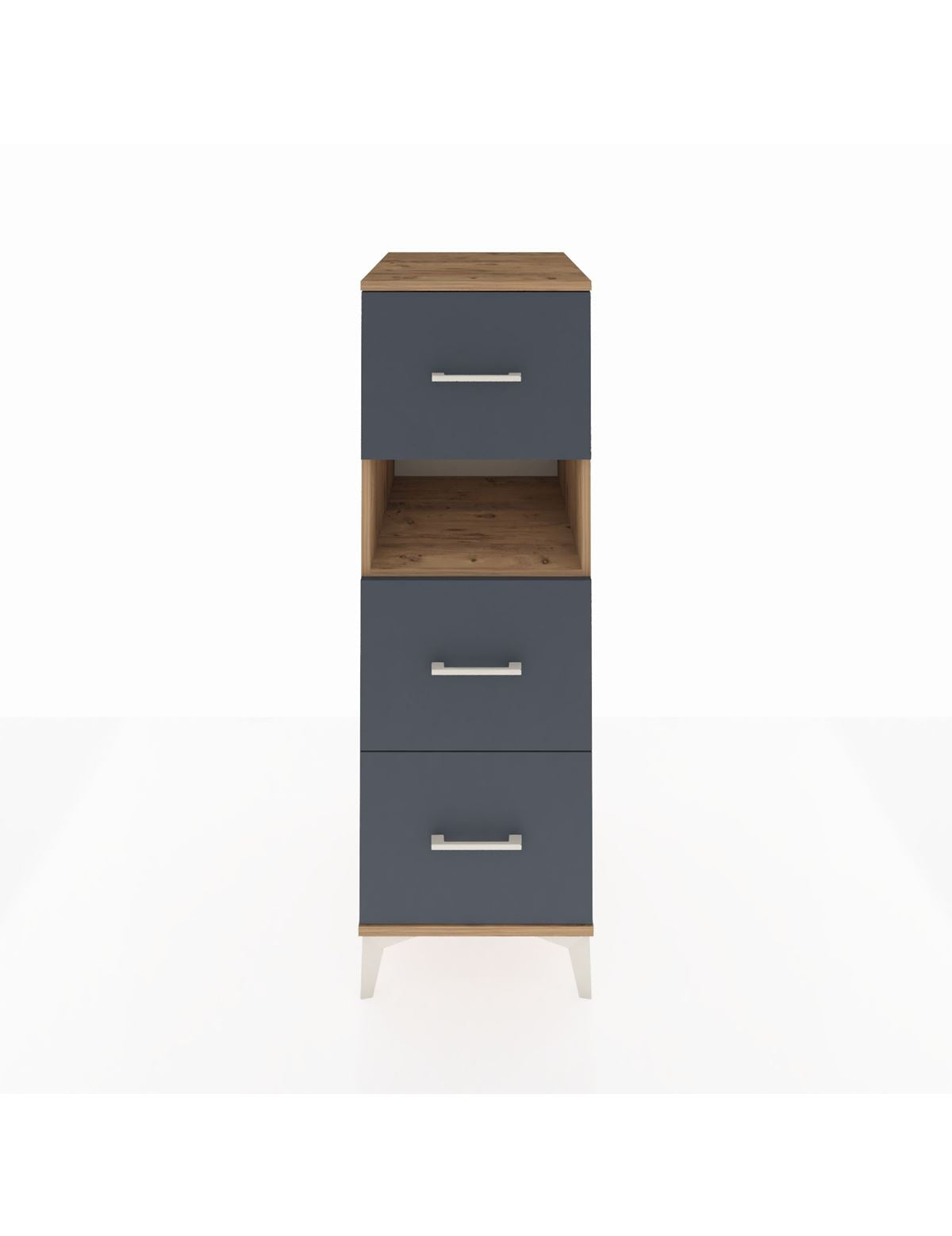 Kronos Dolap Tek Raflı 3 Çekmeceli 44x59x134 Çam-Antrasit