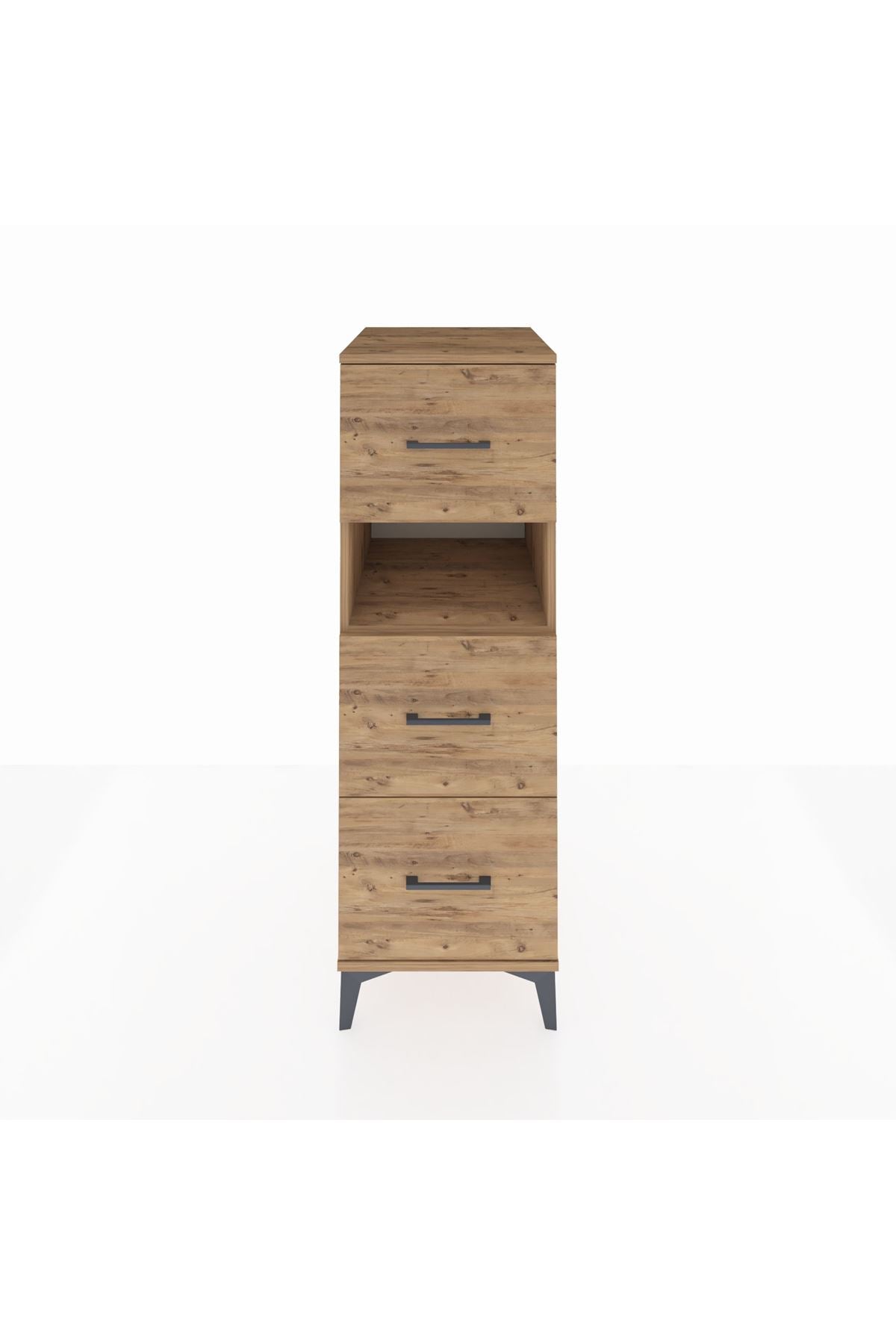 Kronos Dolap Tek Raflı 3 Çekmeceli 44x59x134 Çam-Çam