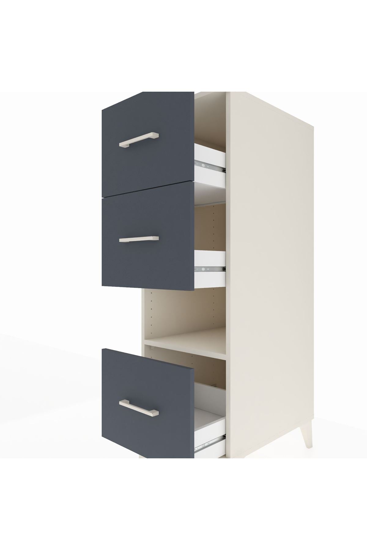 Kronos Dolap Tek Raflı 3 Çekmeceli 44x59x134 Aytaşı-Antrasit