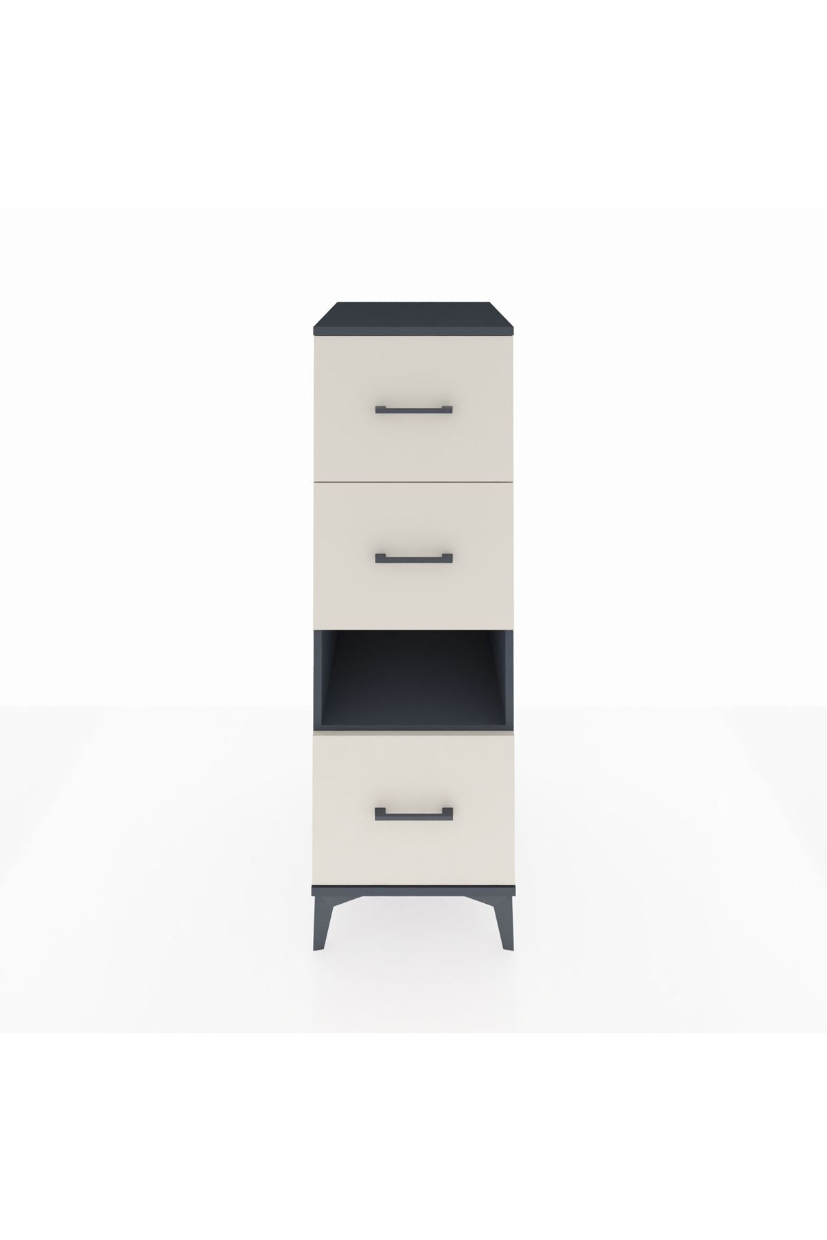 Kronos Dolap Tek Raflı 3 Çekmeceli 44x59x134 Antrasit-Aytaşı