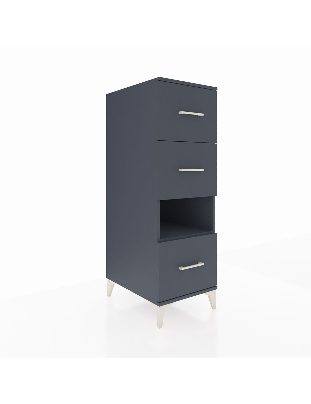 Kronos Dolap Tek Raflı 3 Çekmeceli 44x59x134 Antrasit-Antrasit