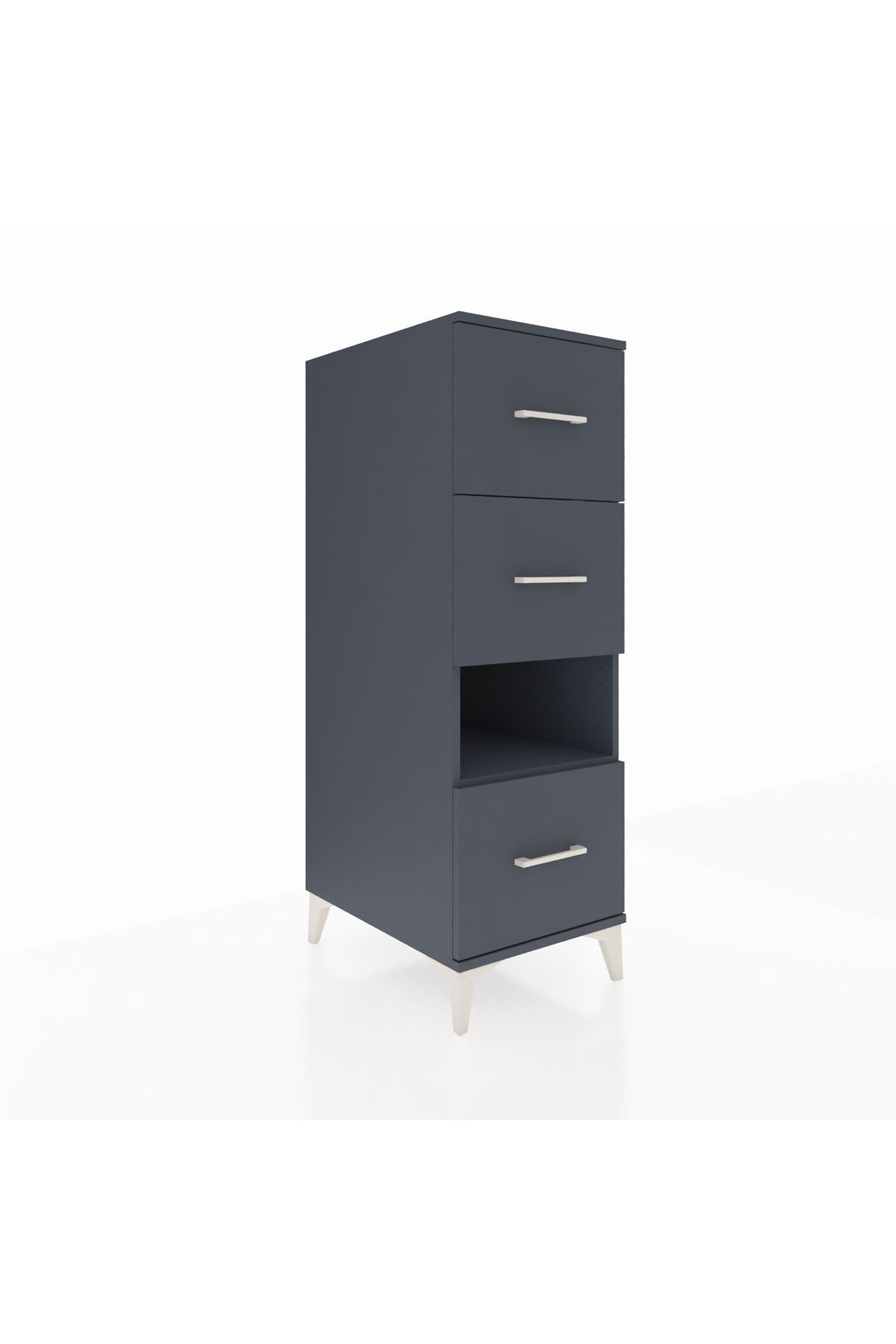 Kronos Dolap Tek Raflı 3 Çekmeceli 44x59x134 Antrasit-Antrasit