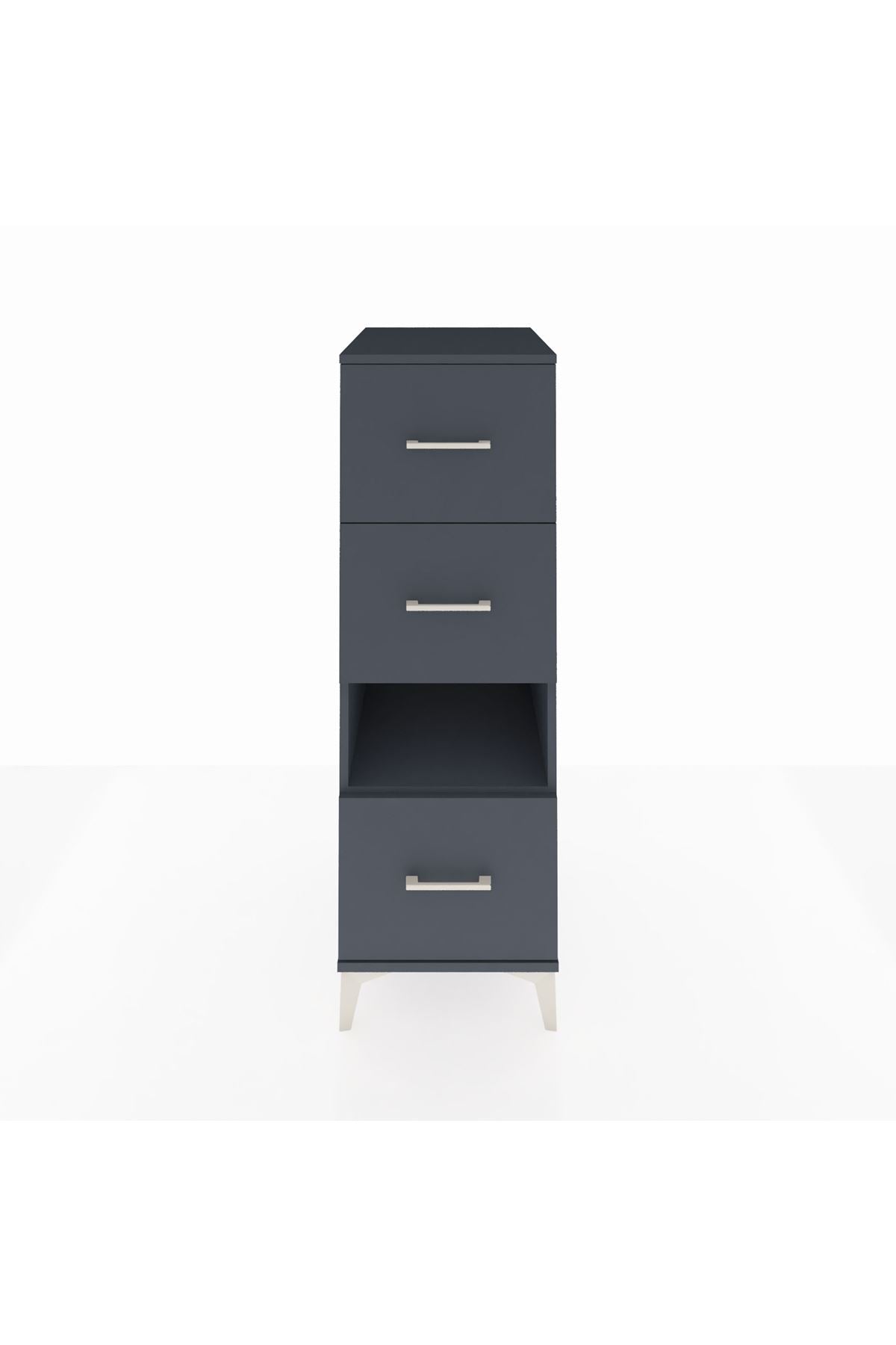 Kronos Dolap Tek Raflı 3 Çekmeceli 44x59x134 Antrasit-Antrasit