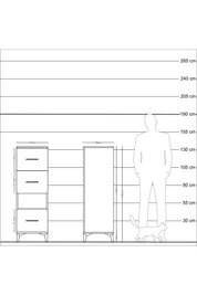 Kronos Dolap Tek Raflı 3 Çekmeceli 44x59x134 Antrasit-Çam