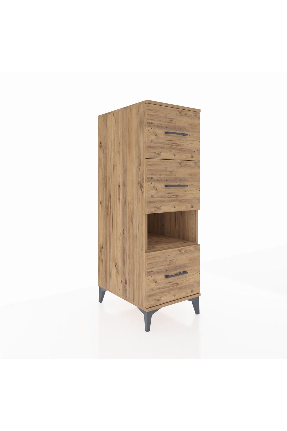 Kronos Dolap Tek Raflı 3 Çekmeceli 44x59x134 Çam-Çam