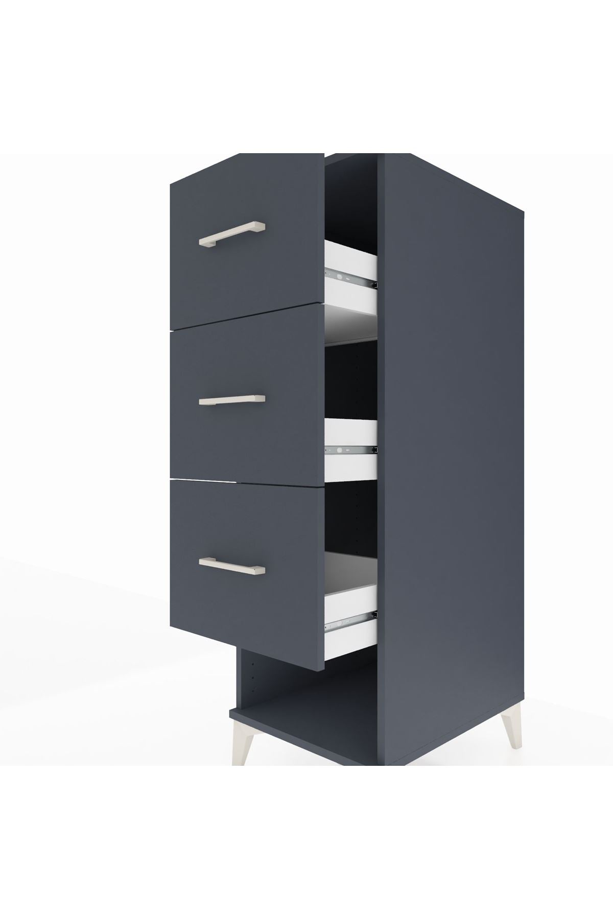 Kronos Dolap 3 Çekmeceli 44x59x134 Antrasit-Antrasit