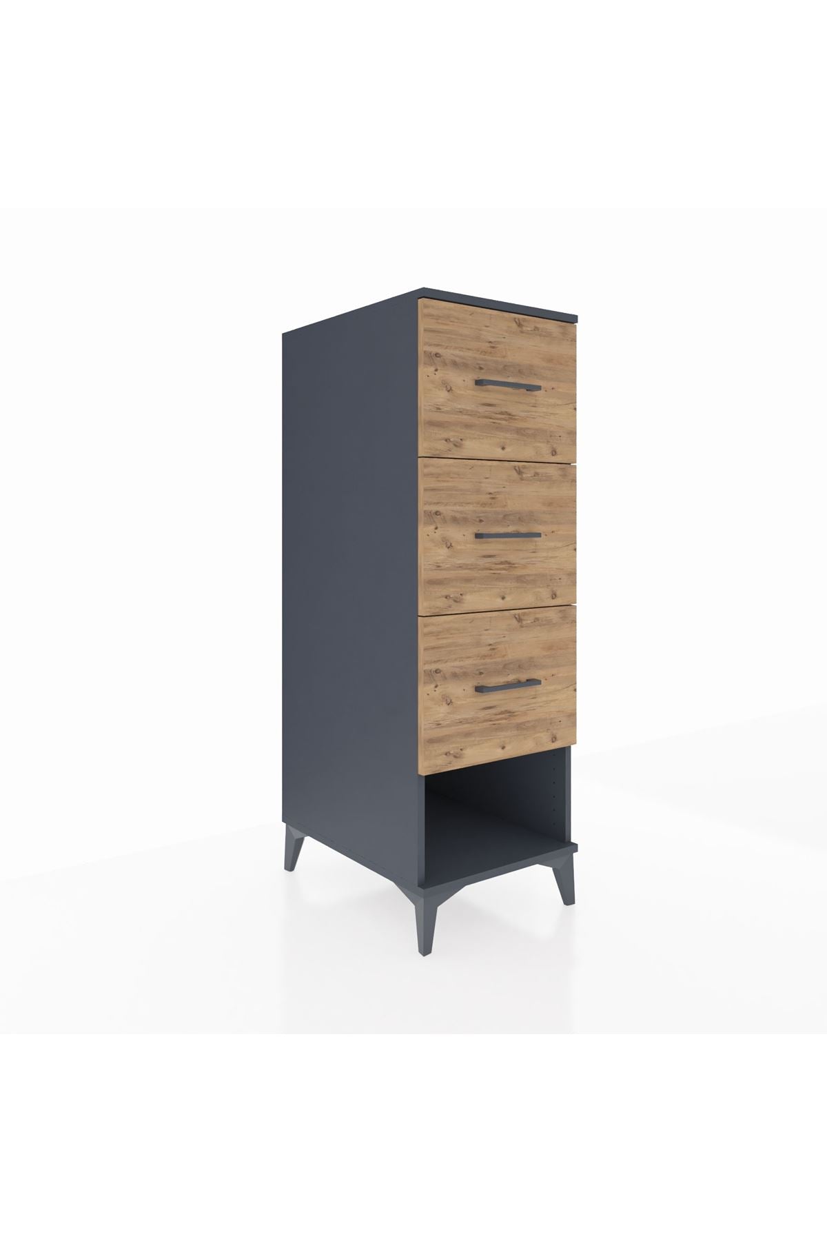 Kronos Dolap 3 Çekmeceli 44x59x134 Antrasit-Çam