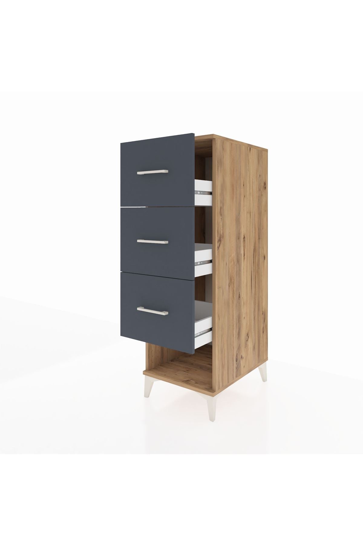 Kronos Dolap 3 Çekmeceli 44x59x134 Çam-Antrasit
