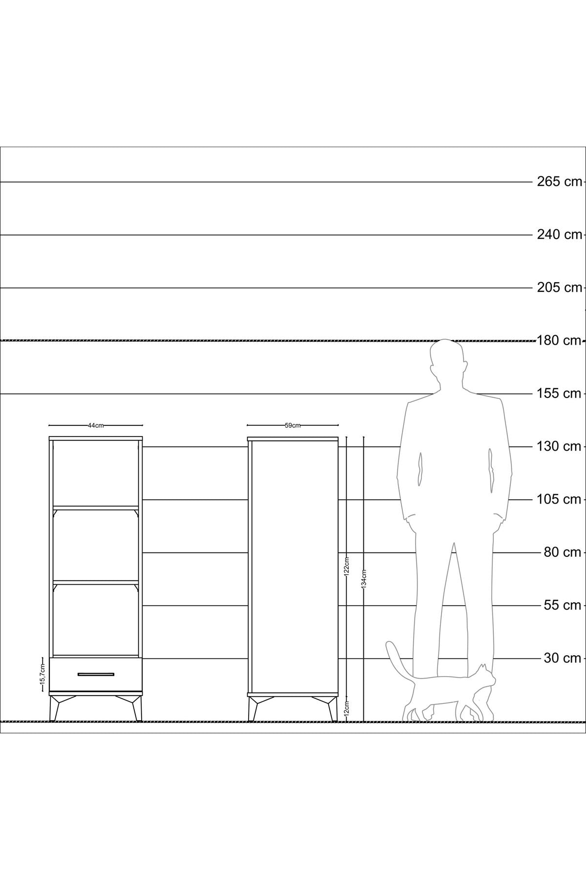 Kronos Dolap 3 Raflı Tek Çekmeceli 44x59x134 Aytaşı-Çam