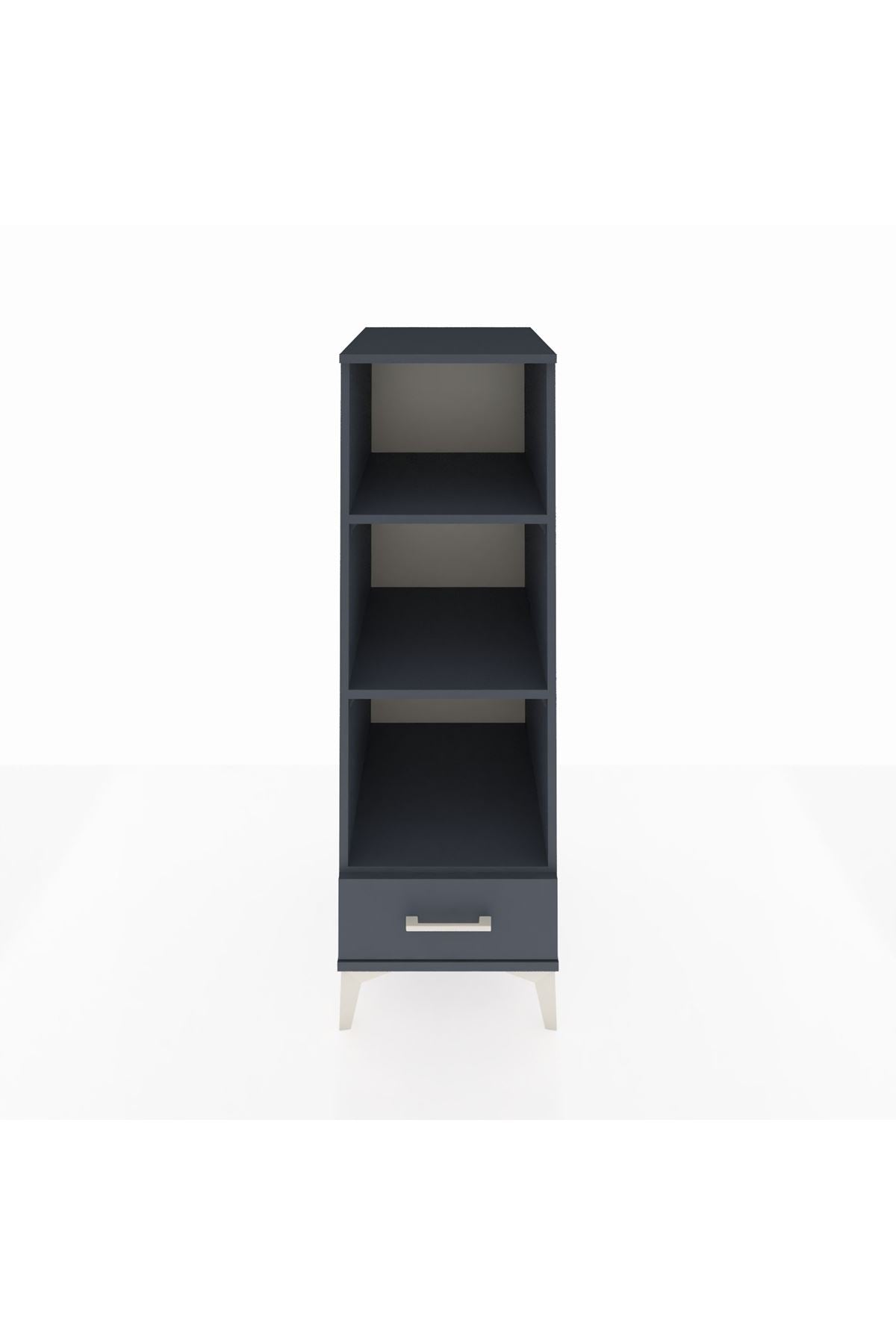 Kronos Dolap 3 Raflı Tek Çekmeceli 44x59x134 Antrasit-Antrasit