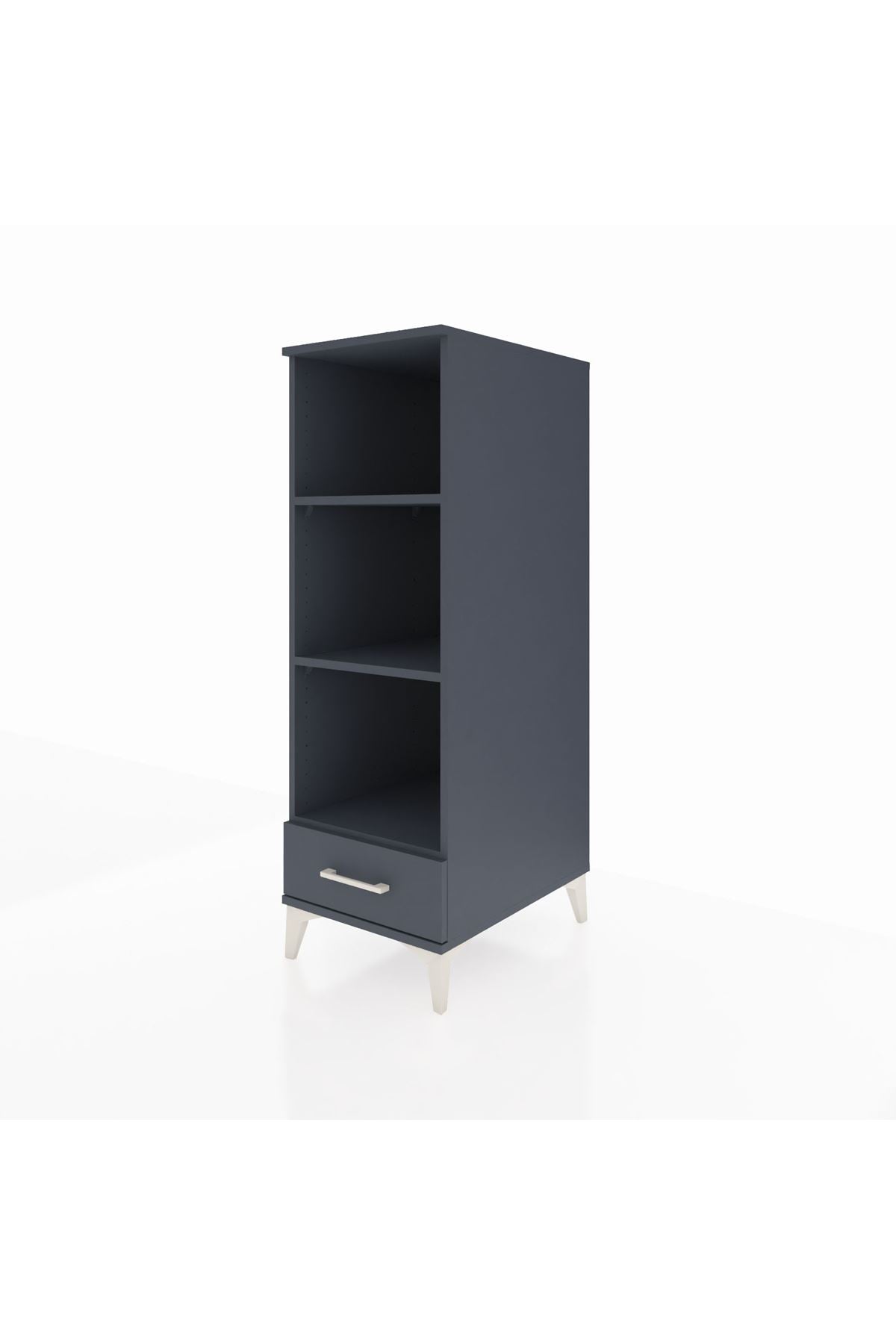 Kronos Dolap 3 Raflı Tek Çekmeceli 44x59x134 Antrasit-Antrasit