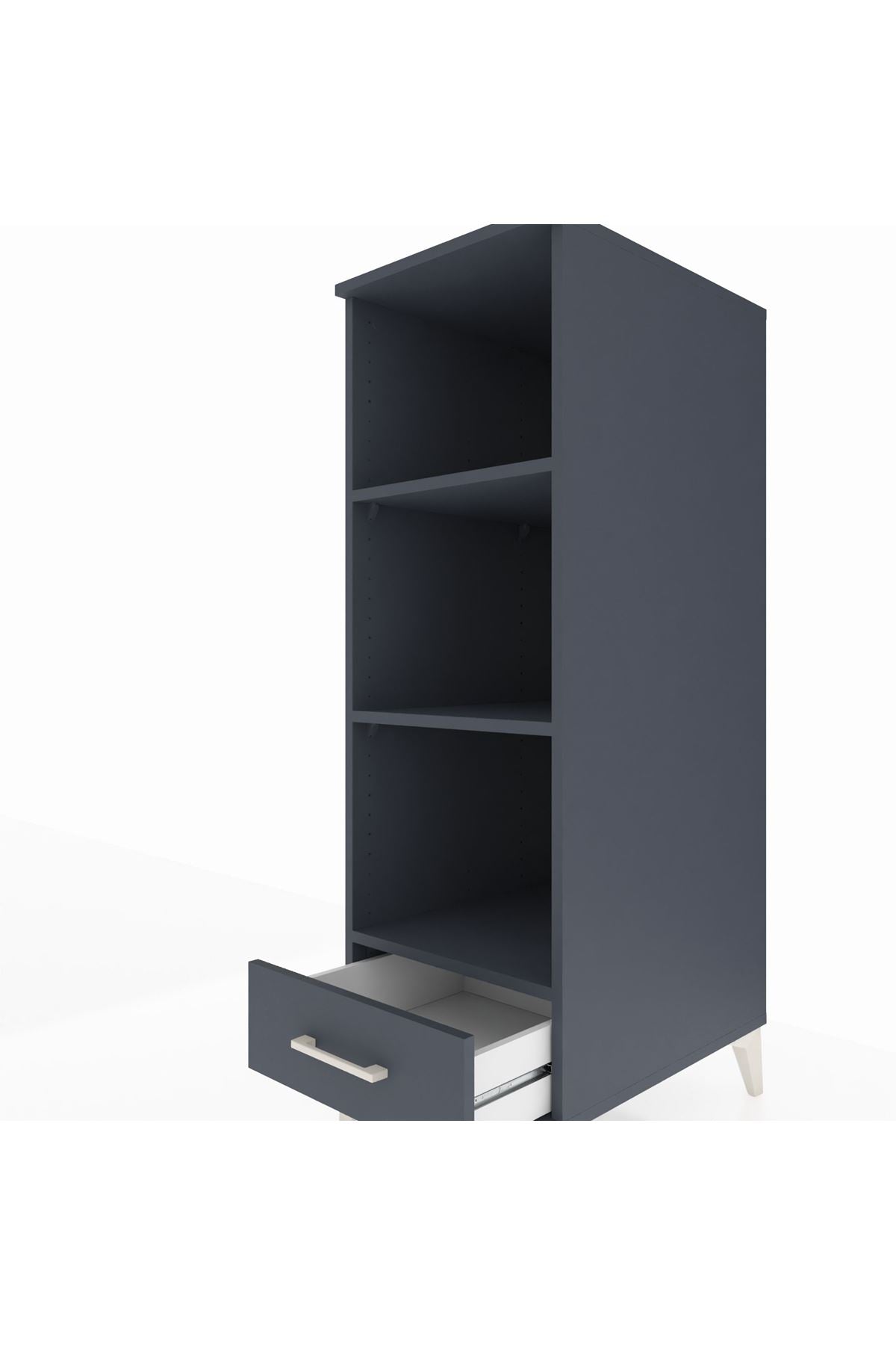 Kronos Dolap 3 Raflı Tek Çekmeceli 44x59x134 Antrasit-Antrasit