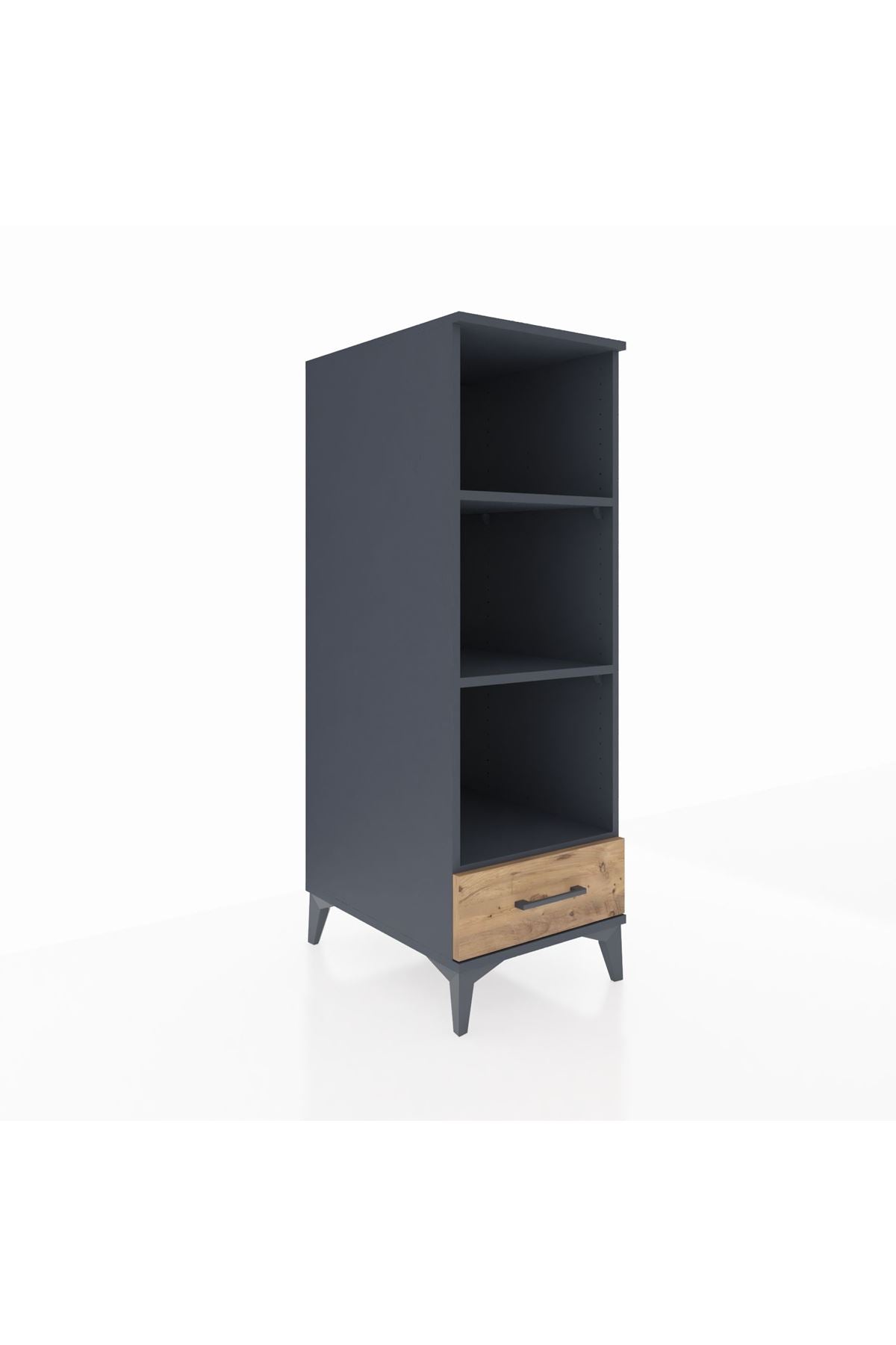 Kronos Dolap 3 Raflı Tek Çekmeceli 44x59x134 Antrasit-Çam