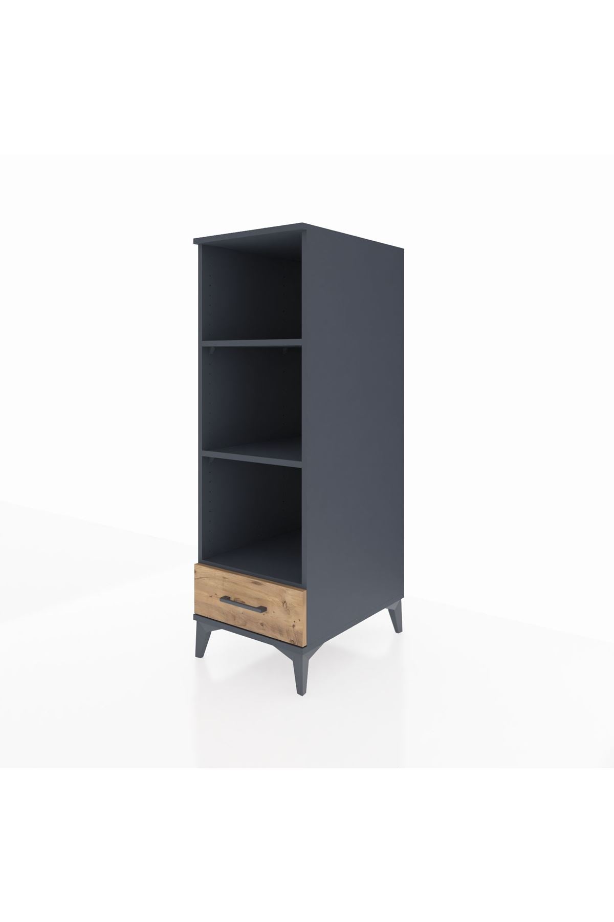 Kronos Dolap 3 Raflı Tek Çekmeceli 44x59x134 Antrasit-Çam