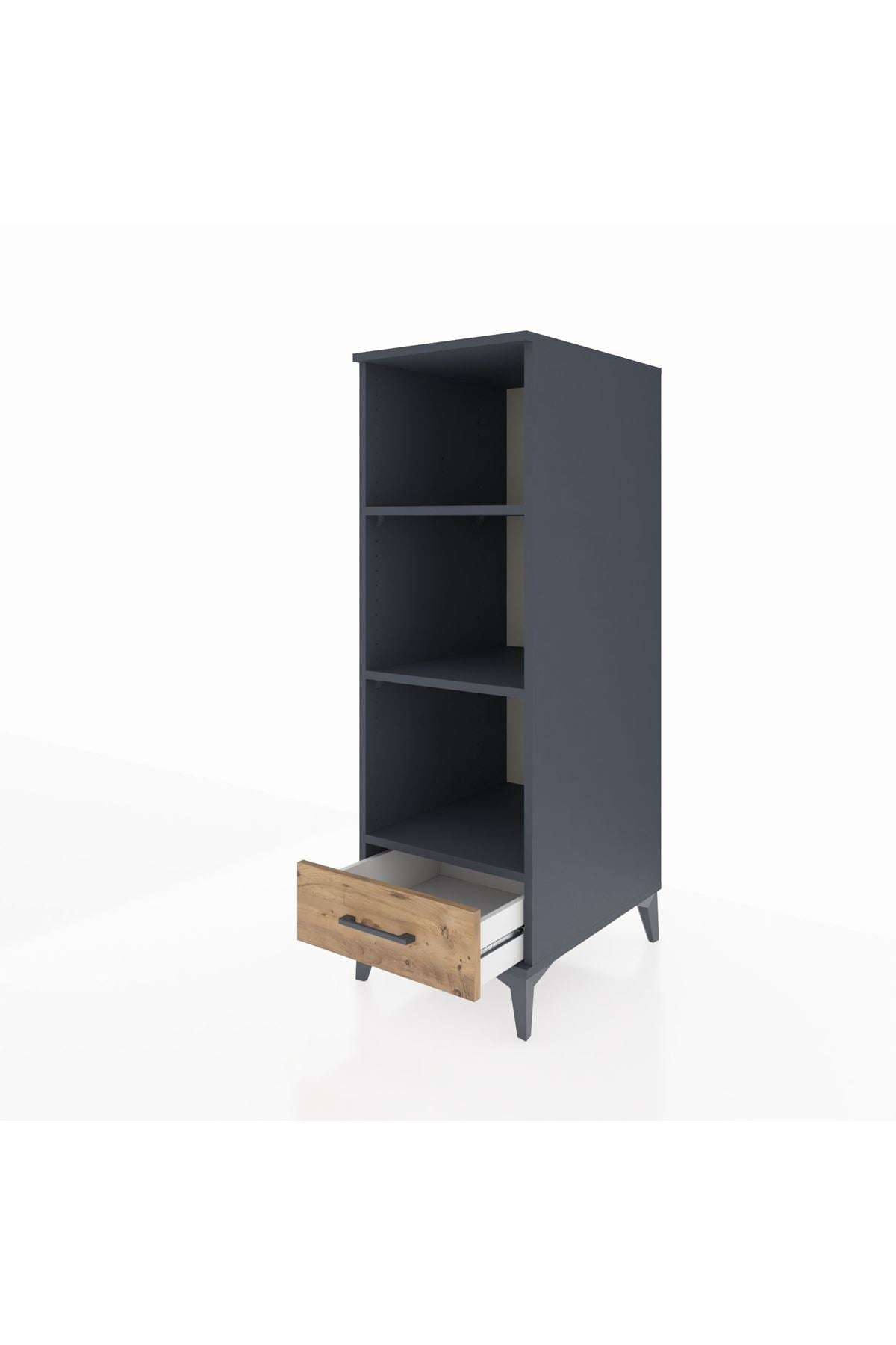 Kronos Dolap 3 Raflı Tek Çekmeceli 44x59x134 Antrasit-Çam