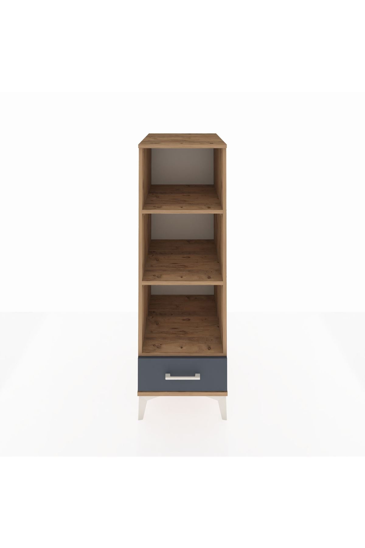 Kronos Dolap 3 Raflı Tek Çekmeceli 44x59x134 Çam-Antrasit