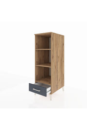 Kronos Dolap 3 Raflı Tek Çekmeceli 44x59x134 Çam-Antrasit