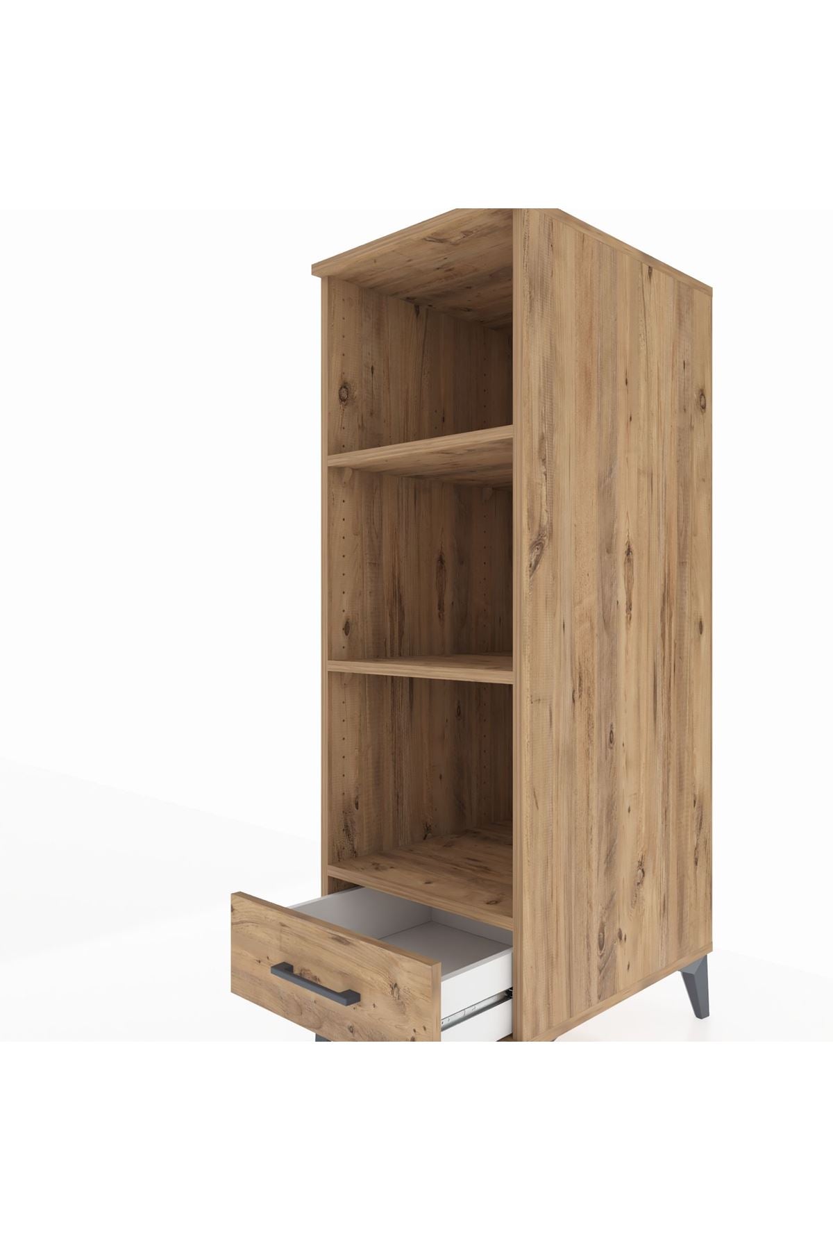 Kronos Dolap 3 Raflı Tek Çekmeceli 44x59x134 Çam-Çam