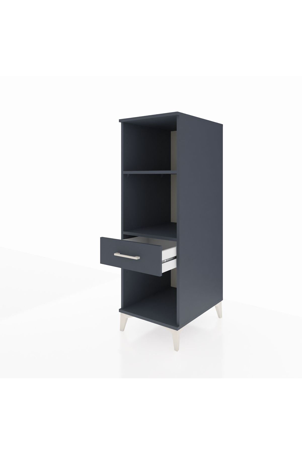 Kronos Dolap 2 Raflı Tek Çekmeceli 44x59x134 Antrasit-Antrasit