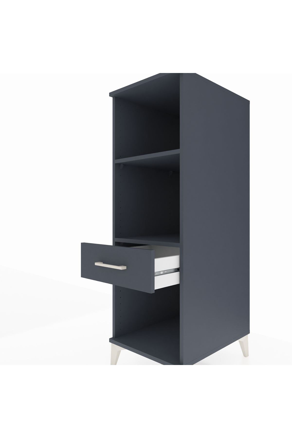 Kronos Dolap 2 Raflı Tek Çekmeceli 44x59x134 Antrasit-Antrasit