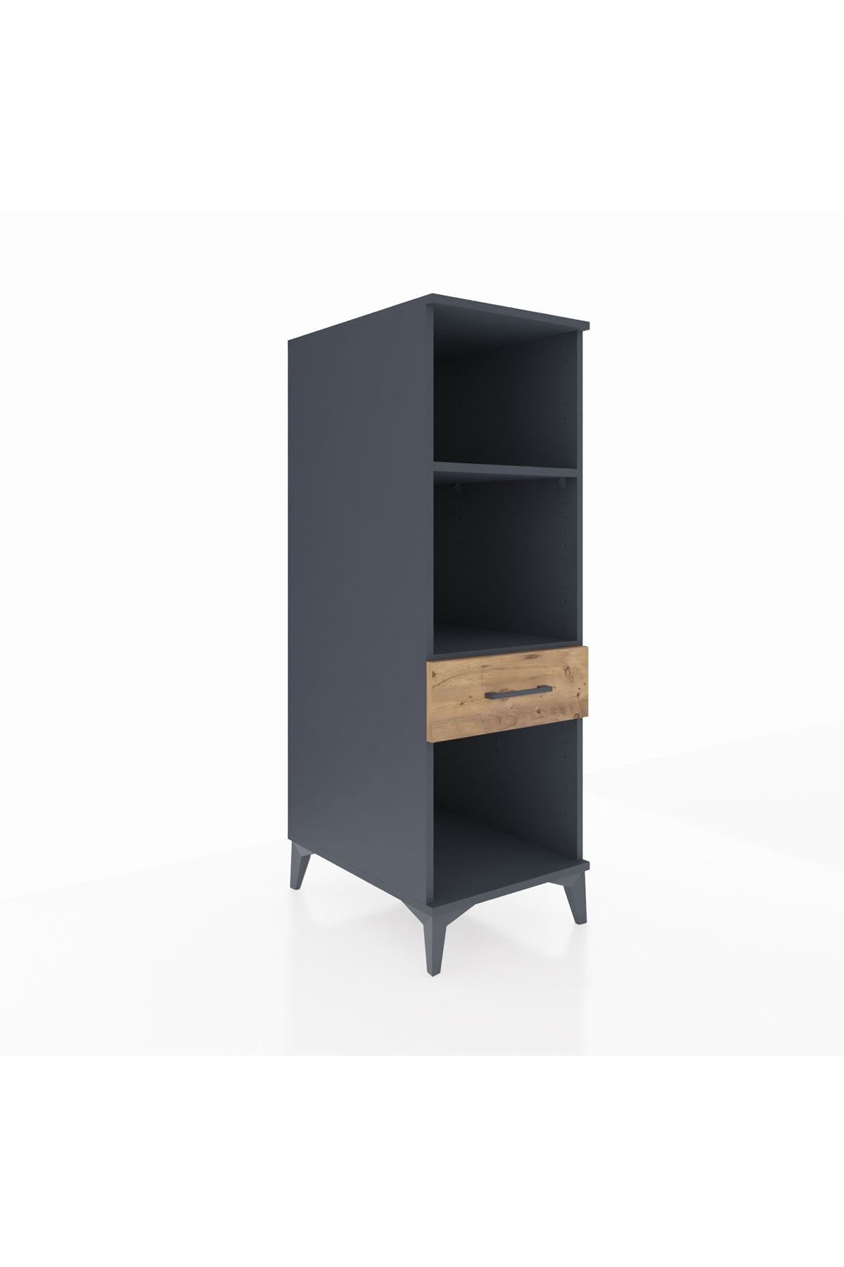 Kronos Dolap 2 Raflı Tek Çekmeceli 44x59x134 Antrasit-Çam